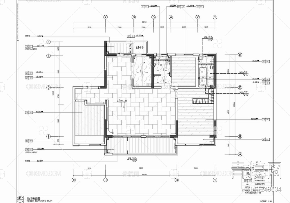 130㎡样板间CAD施工图 家装 样板房 三居室 私宅 大平层【ID:1248534】