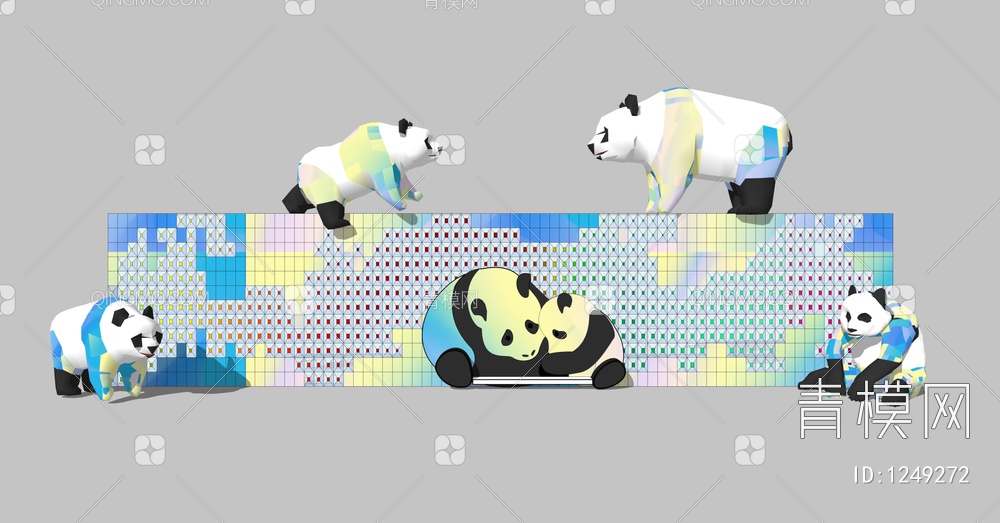 熊猫儿童景墙SU模型下载【ID:1249272】