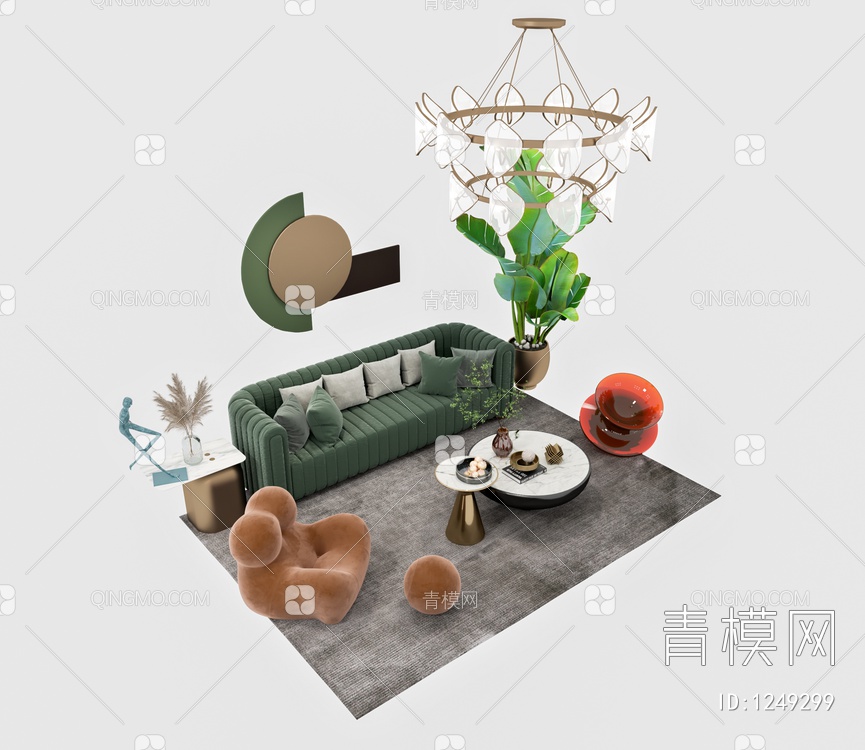沙发组合3D模型下载【ID:1249299】