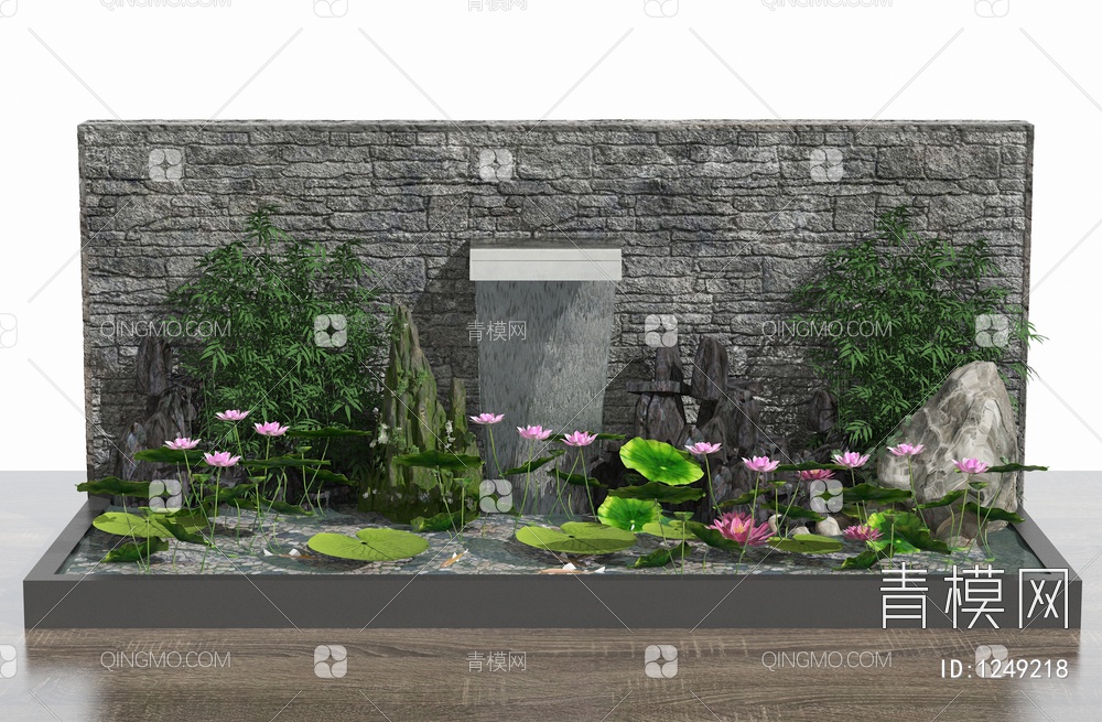 假山荷花水景 园艺景观3D模型下载【ID:1249218】