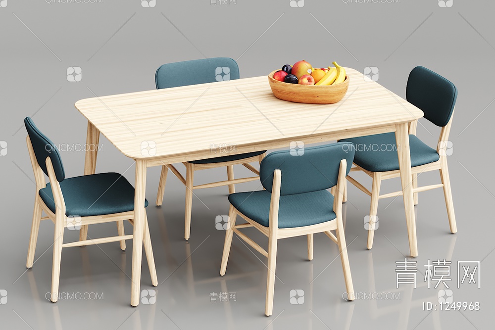 实木餐桌3D模型下载【ID:1249968】