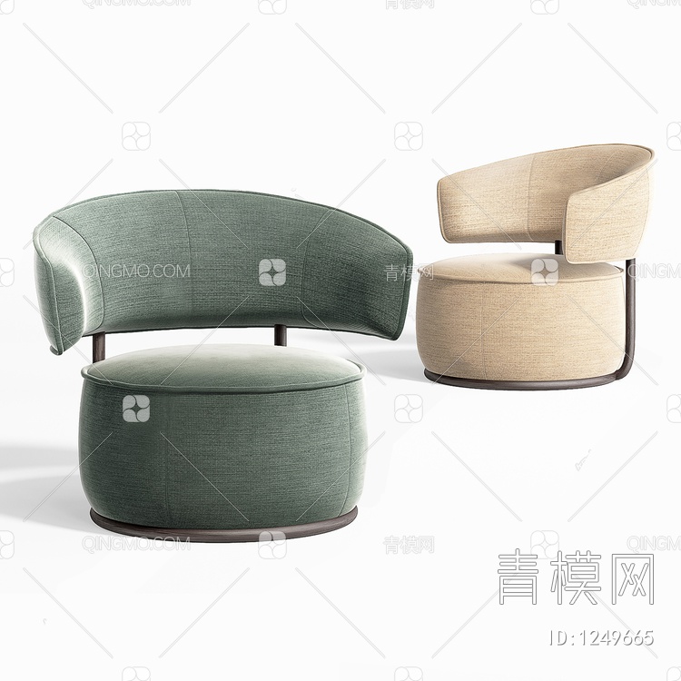 休闲绒布单椅3D模型下载【ID:1249665】