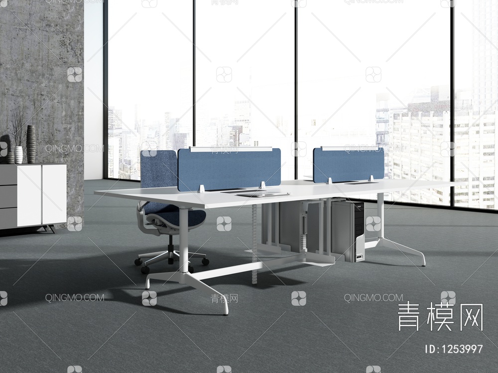 办公职员桌3D模型下载【ID:1253997】