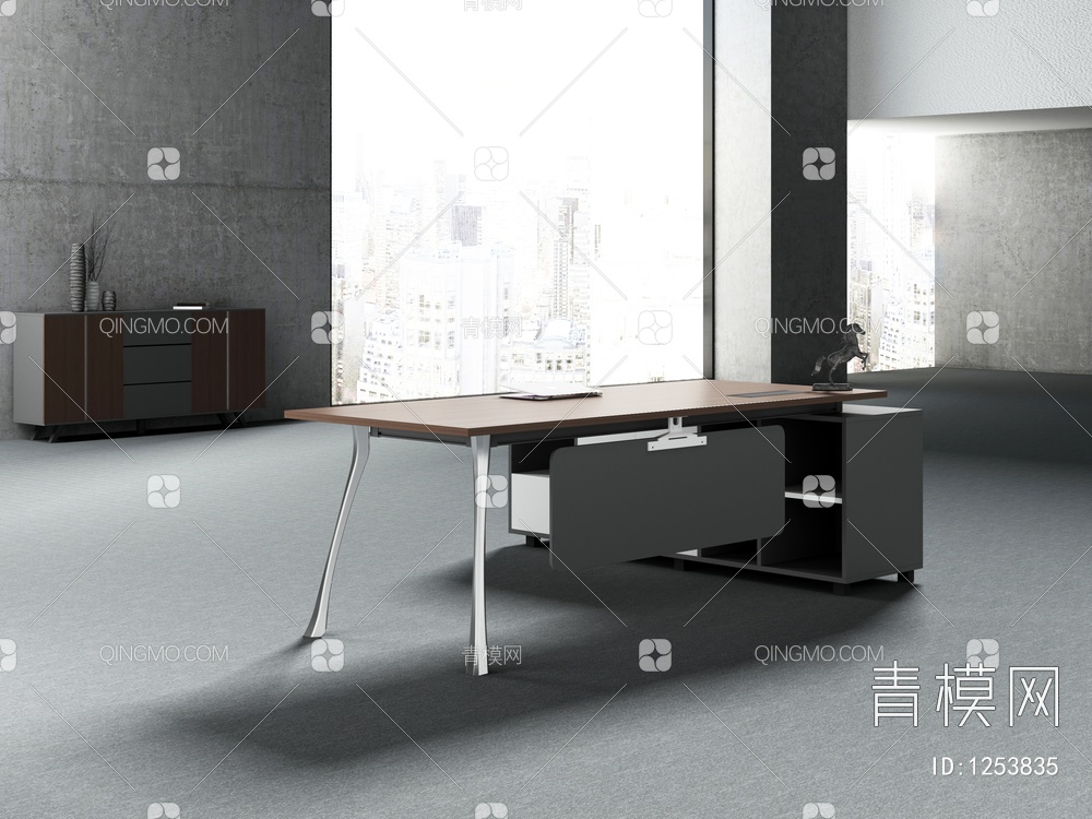 办公主管桌3D模型下载【ID:1253835】