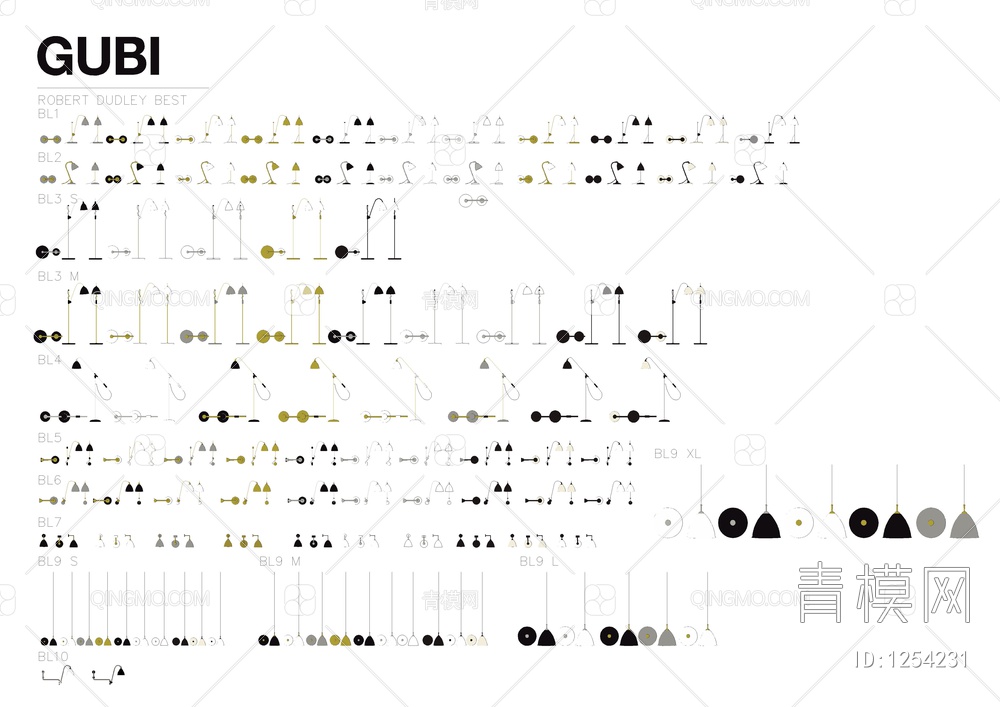 GUBI进口家具平立面CAD图库【ID:1254231】