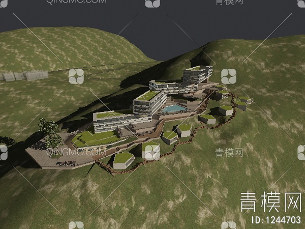 酒店办公楼 建筑外观3D模型下载【ID:1244703】
