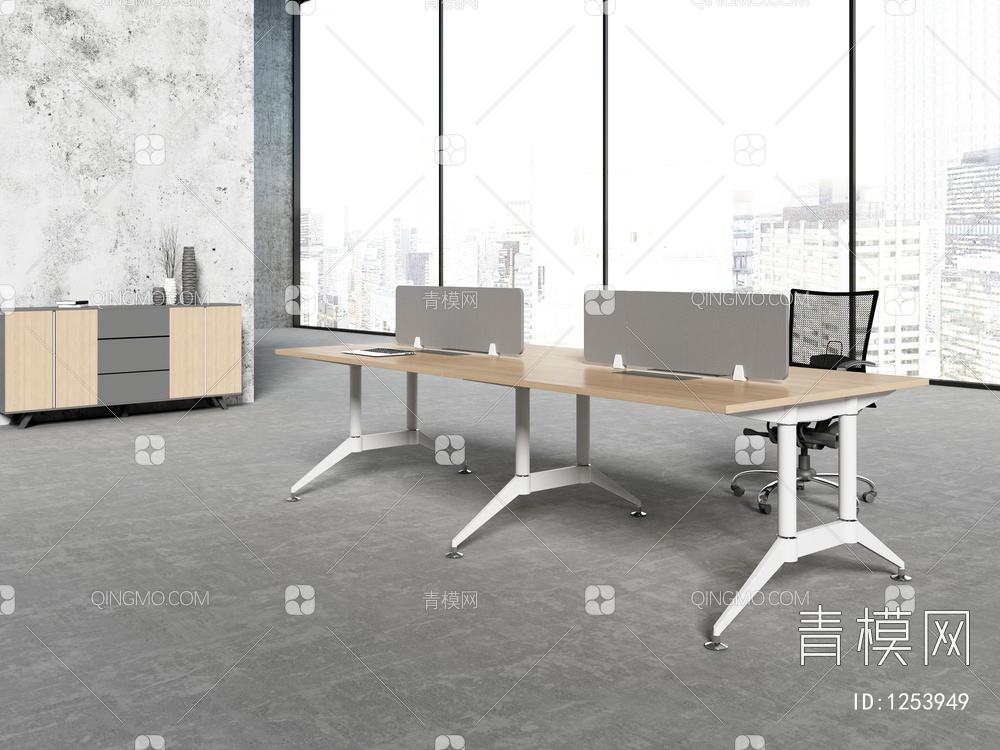 办公职员桌3D模型下载【ID:1253949】