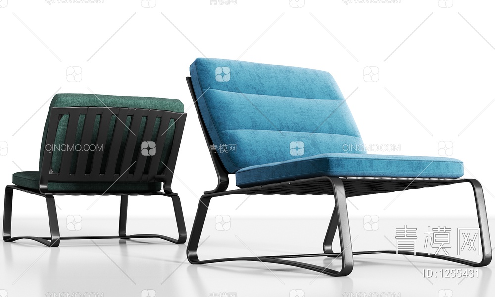 休闲金属绒布单椅组合3D模型下载【ID:1255431】