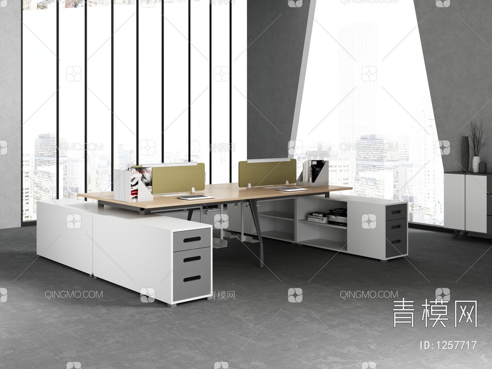 办公职员桌3D模型下载【ID:1257717】