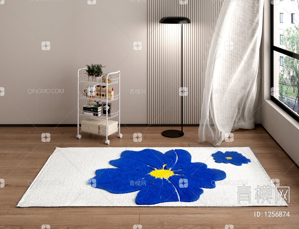 克莱因蓝毛绒方形地毯3D模型下载【ID:1256874】