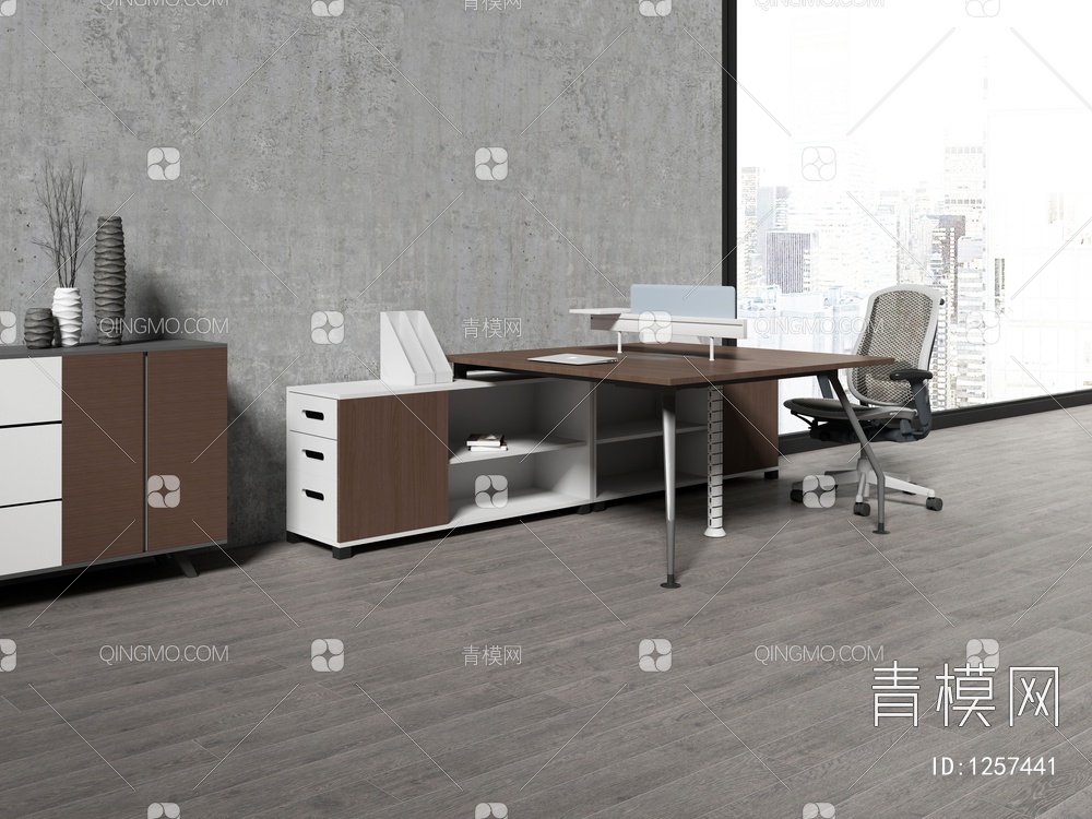 办公职员桌3D模型下载【ID:1257441】