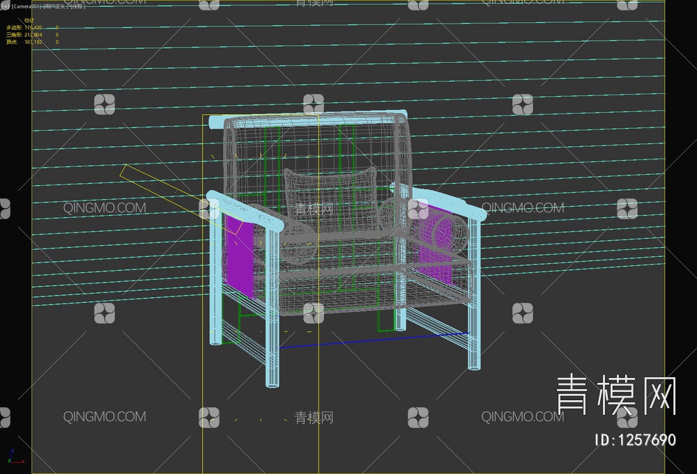 单人沙发3D模型下载【ID:1257690】