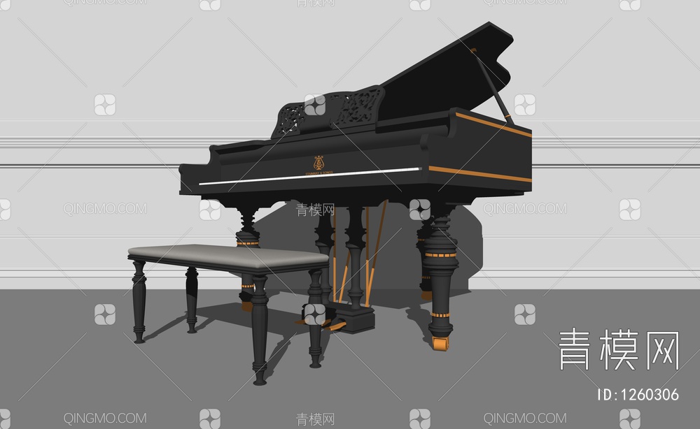 钢琴SU模型下载【ID:1260306】