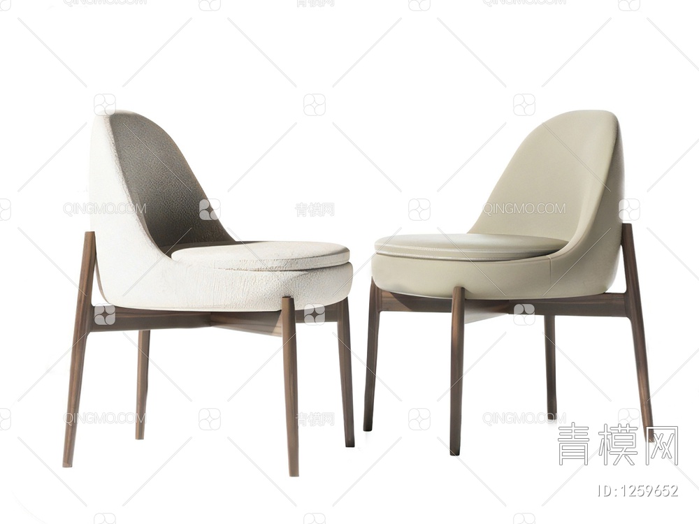 白色布艺椅子3D模型下载【ID:1259652】