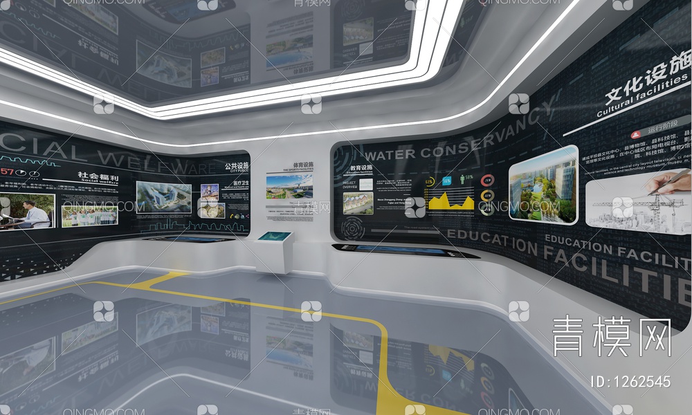 城市规划展厅 互动触摸一体机 电子数字沙盘 互动触摸屏3D模型下载【ID:1262545】