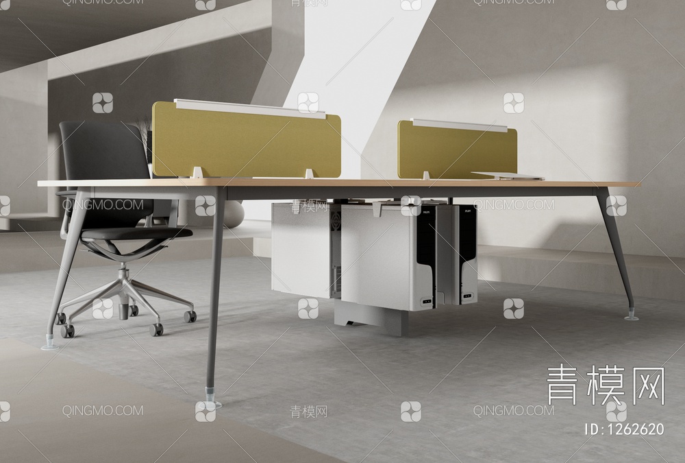 办公职员桌3D模型下载【ID:1262620】