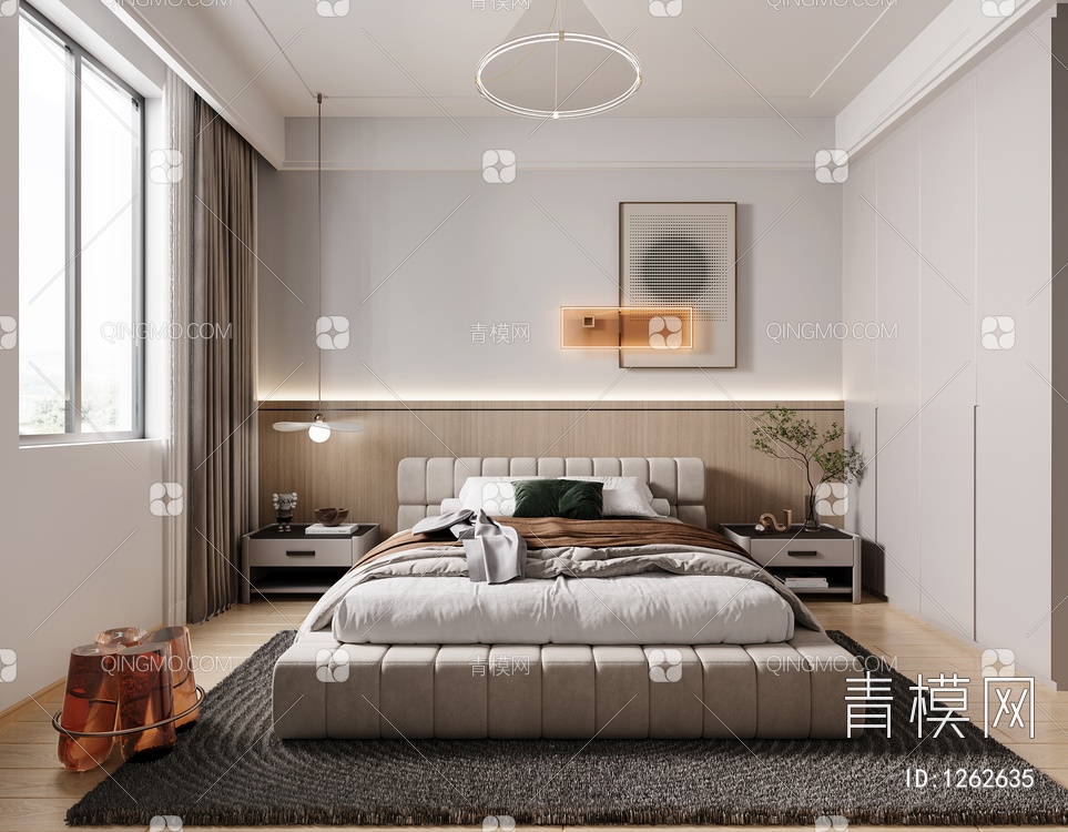 卧室，床头背景3D模型下载【ID:1262635】