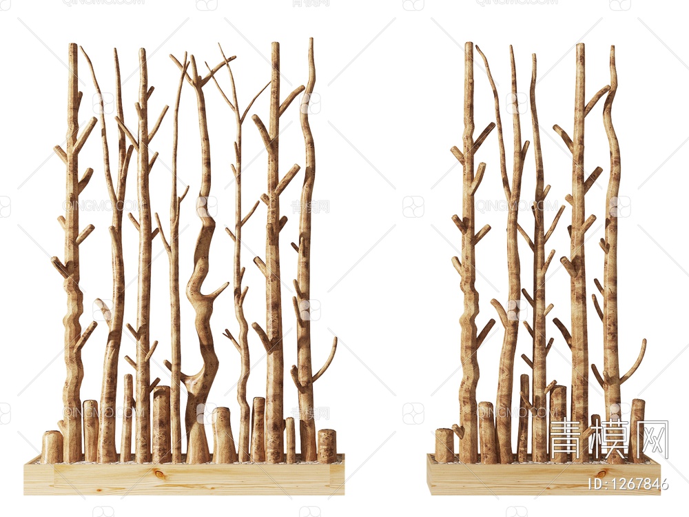 原木隔断屏风，干枝，树枝，旧木3D模型下载【ID:1267846】