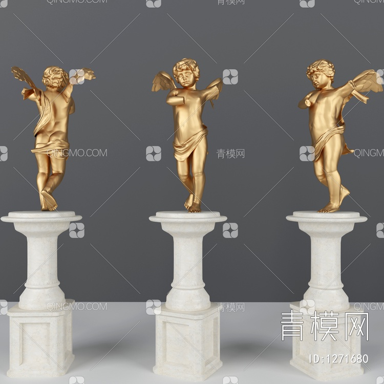 儿童天使雕塑摆件3D模型下载【ID:1271680】