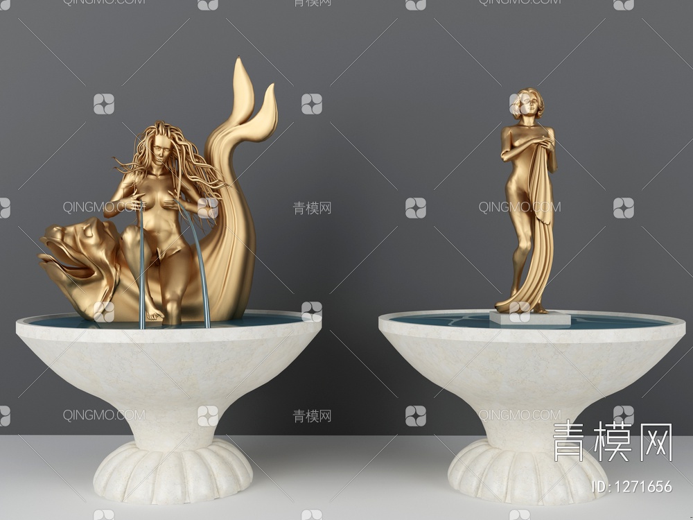 广场喷泉雕塑摆件3D模型下载【ID:1271656】