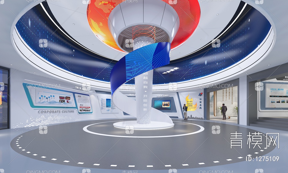 科技企业展厅 互动触摸屏 多媒体互动装置 滑轨魔屏3D模型下载【ID:1275109】