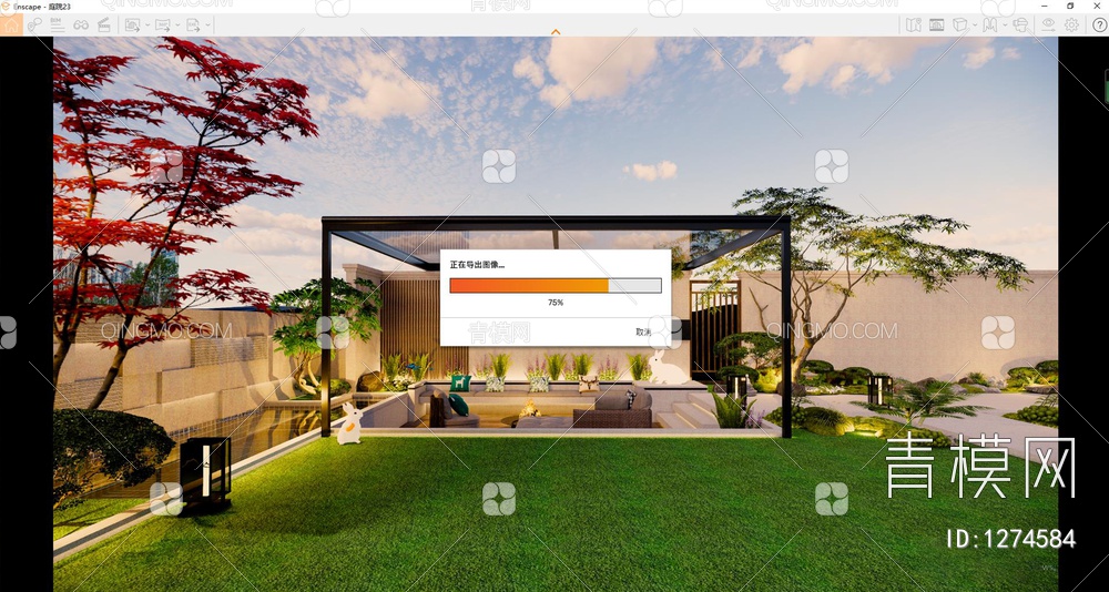 别墅庭院SU模型下载【ID:1274584】