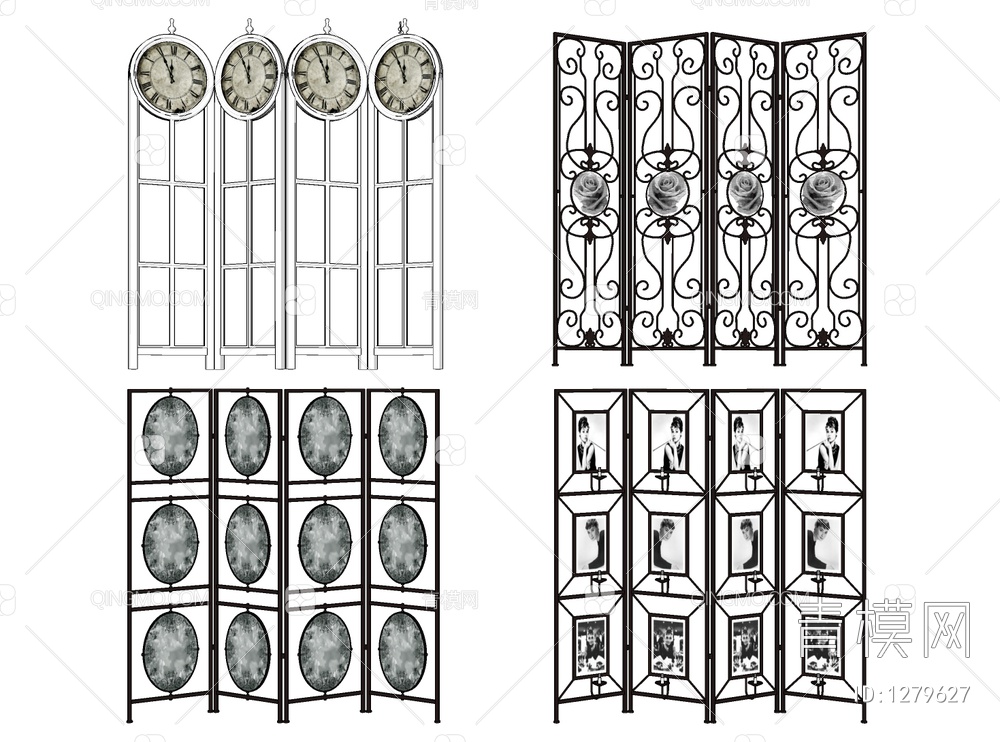 屏风隔断SU模型下载【ID:1279627】
