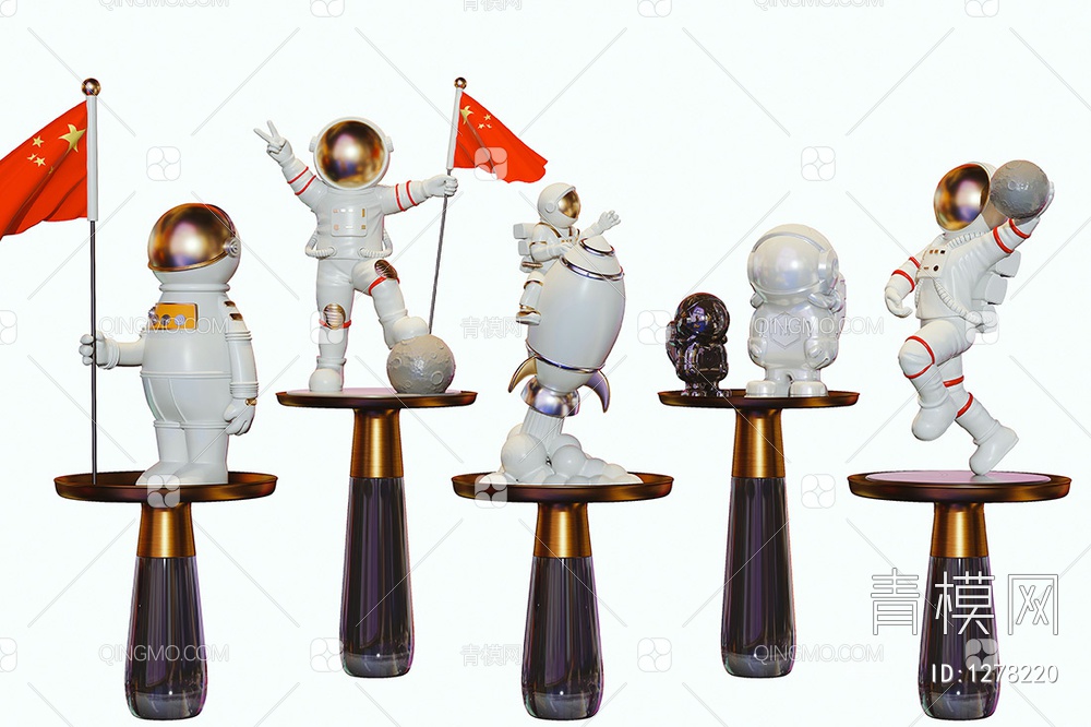 太空人宇航员航天员雕塑SU模型下载【ID:1278220】