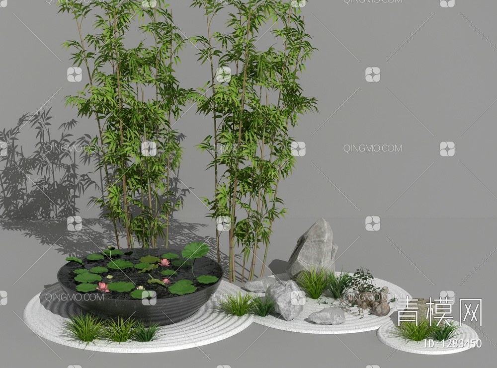 假山水景 荷花园艺景观3D模型下载【ID:1283450】