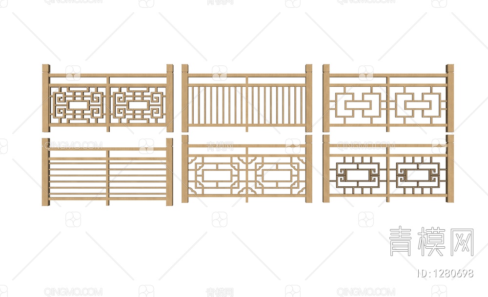 护栏栏杆组合SU模型下载【ID:1280698】