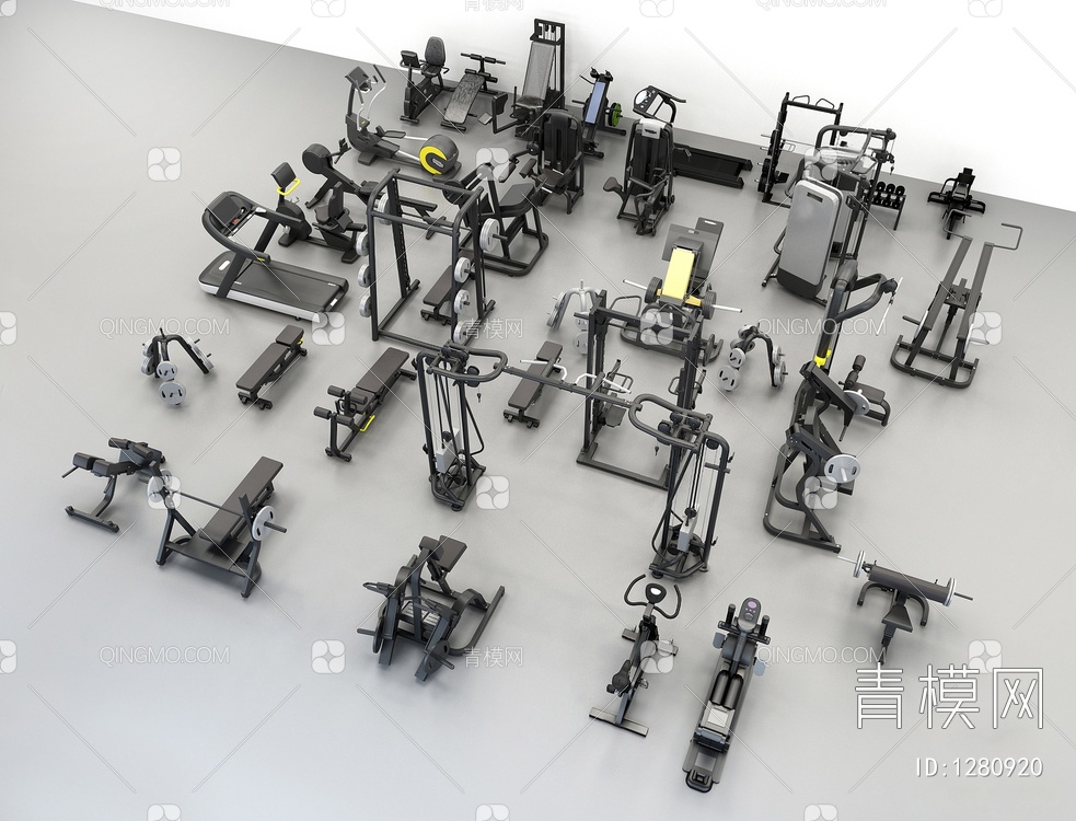 健身器材组合3D模型下载【ID:1280920】