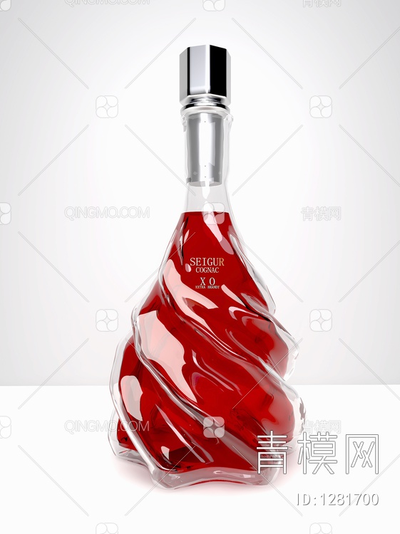 洋酒、XO、玻璃瓶、酒瓶装饰，品牌酒3D模型下载【ID:1281700】