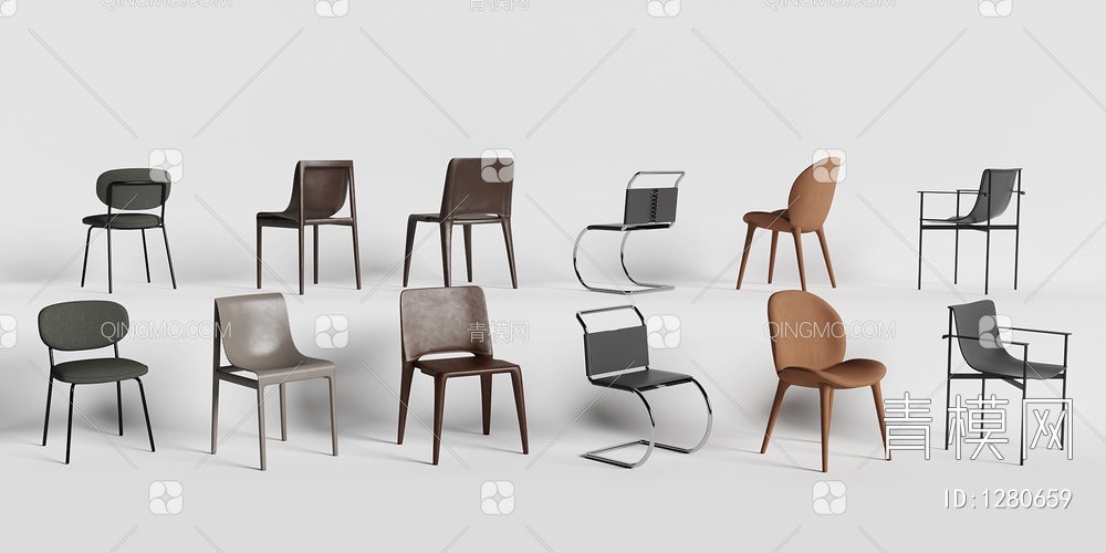 单椅 餐椅3D模型下载【ID:1280659】