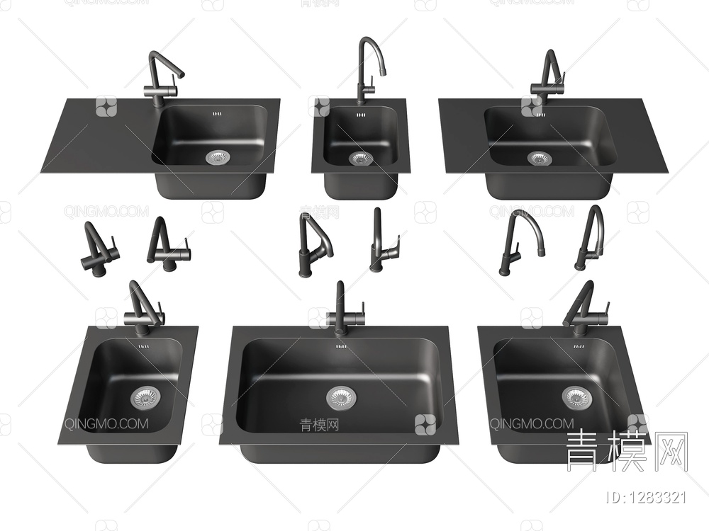 水槽 洗菜盆 手工盆 水槽水龙头 台盆3D模型下载【ID:1283321】