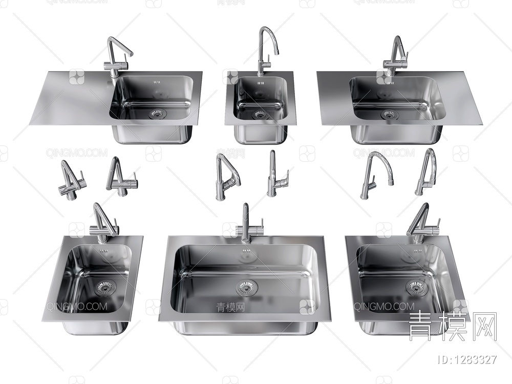 水槽 洗菜盆 手工盆 水槽水龙头 台盆3D模型下载【ID:1283327】