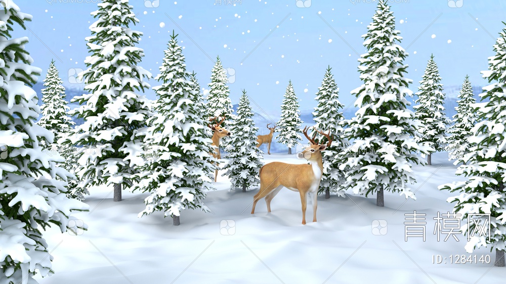 森林雪景3D模型下载【ID:1284140】