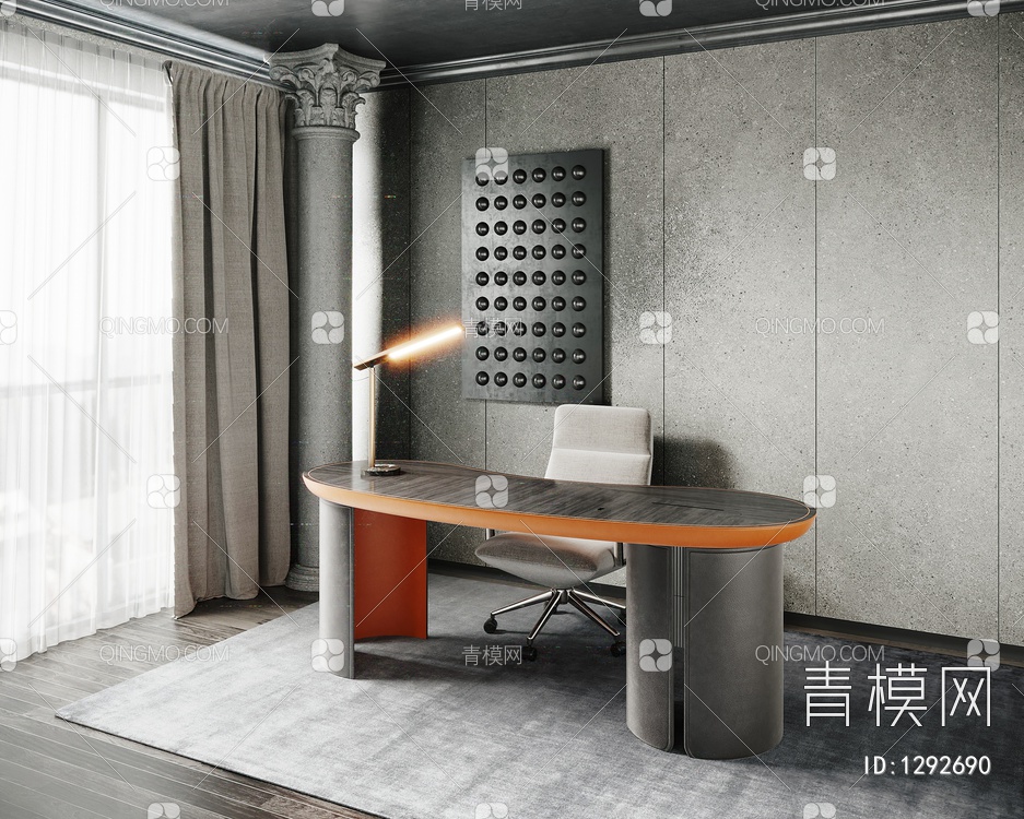 意大利 Flexform 书桌椅3D模型下载【ID:1292690】