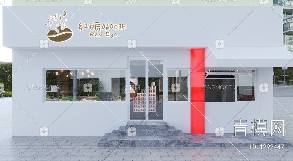 咖啡厅门头门脸3D模型下载【ID:1292447】