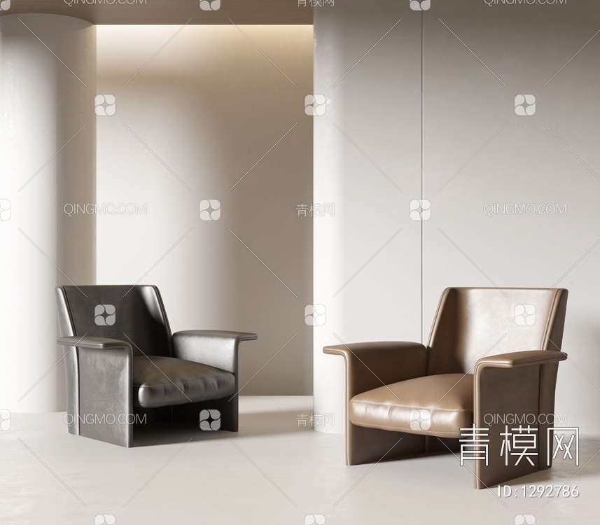 皮革单人沙发3D模型下载【ID:1292786】