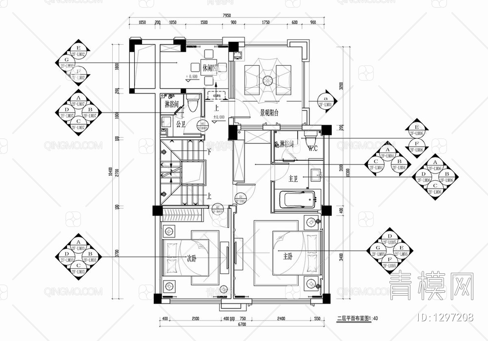 250㎡三层别墅CAD施工图 家装 私宅 豪宅 洋房 别墅 大宅 样板房【ID:1297208】