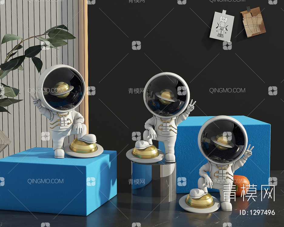 宇航员公仔雕塑3D模型下载【ID:1297496】