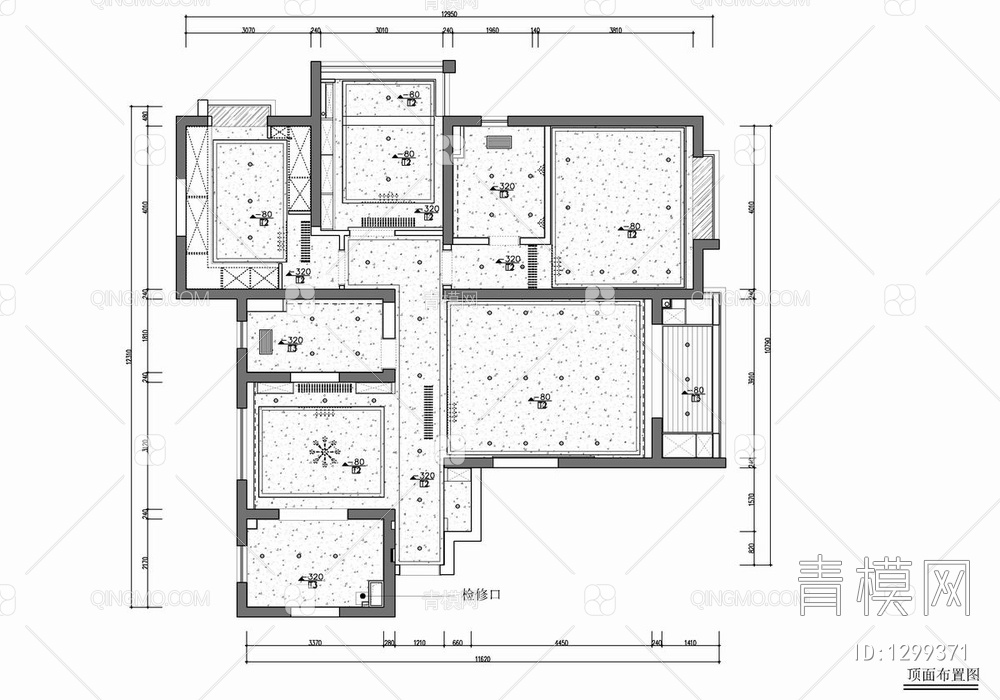 134㎡家装CAD施工图 私宅 平层 三居室 样板房【ID:1299371】