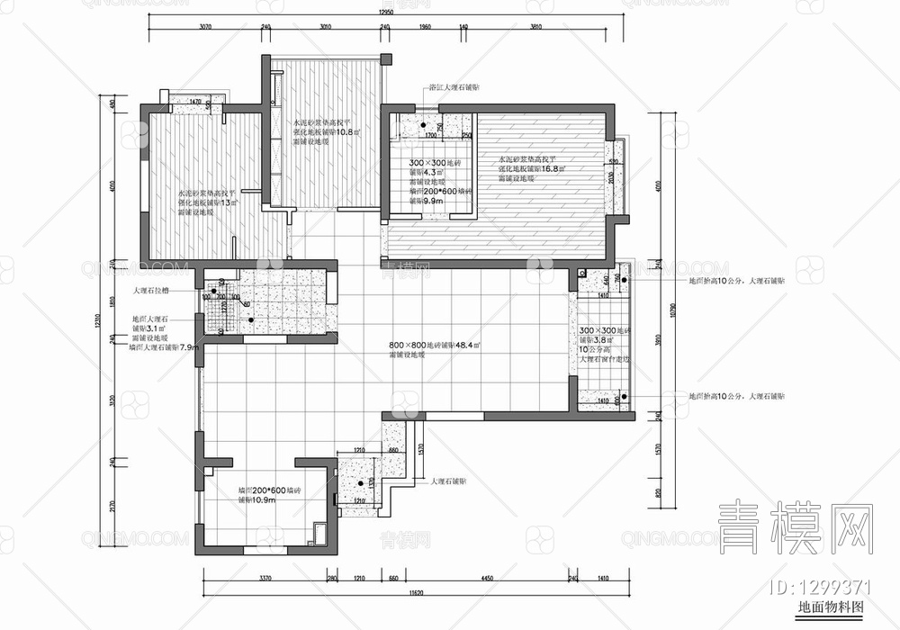 134㎡家装CAD施工图 私宅 平层 三居室 样板房【ID:1299371】