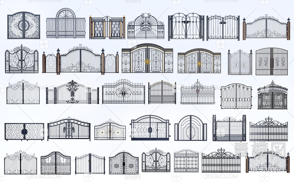 欧洲铁艺大门SU模型下载【ID:1300571】