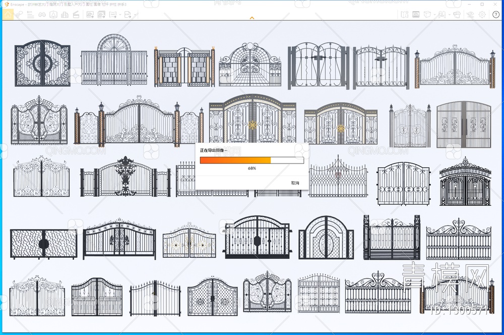 欧洲铁艺大门SU模型下载【ID:1300571】