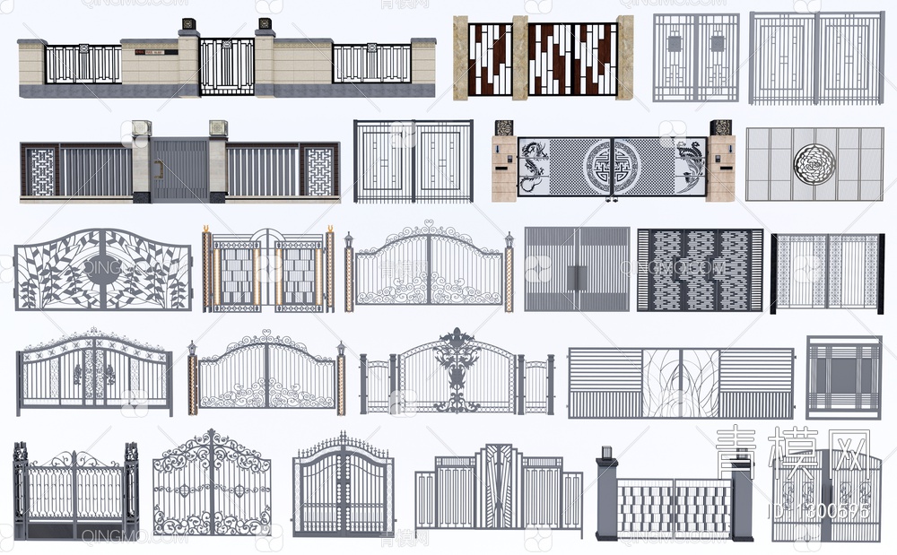 欧洲铁艺大门SU模型下载【ID:1300595】