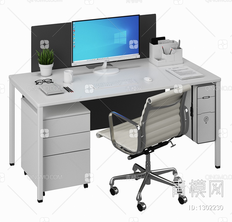 办公桌椅组合3D模型下载【ID:1302230】
