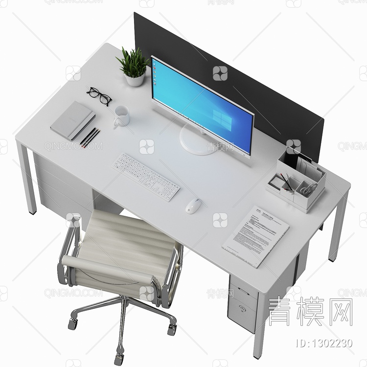 办公桌椅组合3D模型下载【ID:1302230】