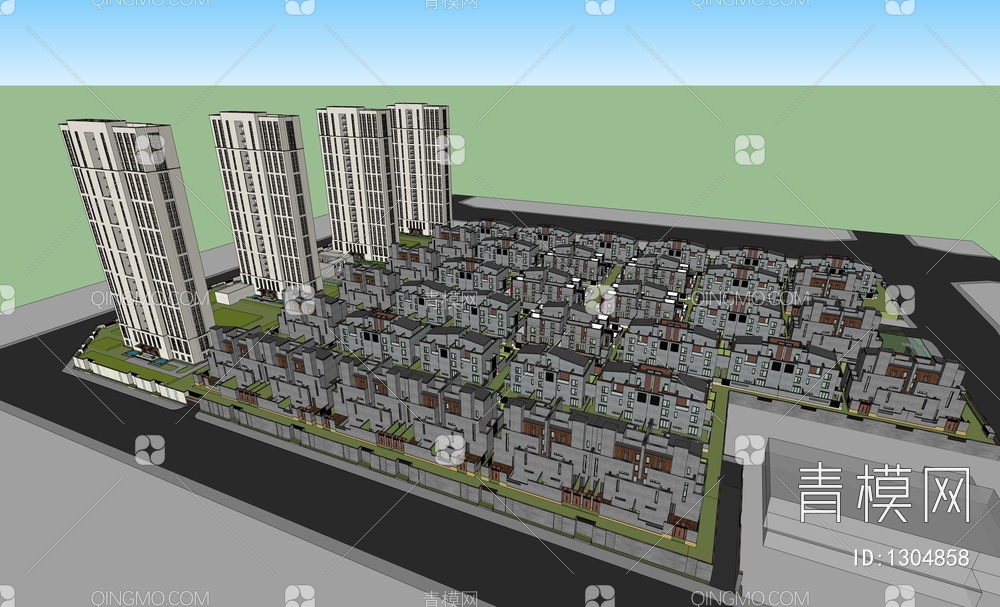 小区建筑SU模型下载【ID:1304858】