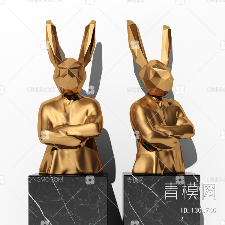 兔子雕塑摆件 饰品摆件3D模型下载【ID:1306760】